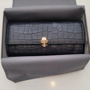 ALEXANDER MCQUEEN SKULL CROC-EMBOSSED LEATHER WALLET ON CHAIN BRAND NNEWW!!!!!!!